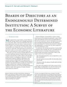 Boards of Directors as an Endogenously Determined Institution: A Survey of the Economic Literature