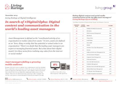 NovemberRating digital content and social media communication of the top fifty asset managers* Living Ratings top 20 ranking