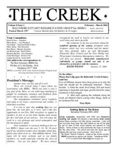 Volume 8 Issue 1  February - March 2004 BALCOMBE ESTUARY REHABILITATION GROUP Inc (BERG) Formed March 1997