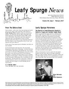 Leafy Spurge News Agricultural Experiment Station NDSU Extension Service