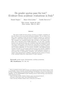 Do gender quotas pass the test? Evidence from academic evaluations in Italy∗ Manuel Bagues †