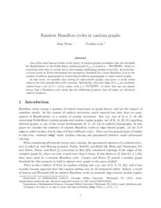 Rainbow Hamilton cycles in random graphs Alan Frieze ∗  Po-Shen Loh