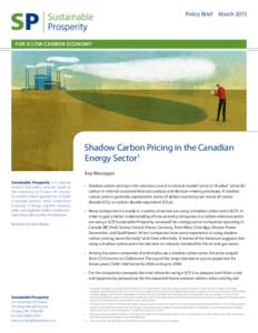 Policy Brief  MarchFOR A LOW CARBON ECONOMY Shadow Carbon Pricing in the Canadian Energy Sector1