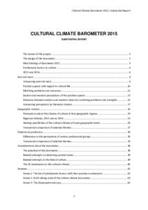 Cultural Climate Barometer 2015, Substantial Report  CULTURAL CLIMATE BAROMETER 2015 SUBSTANTIAL REPORT  The nature of the project .........................................................................................