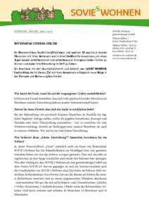 s SOVIE Wohnen INTERVIEW · [removed] · Seite 1 von 11 INTERVIEW CORDIA ORLOB Im Wasserschloss Taufkirchen(Vils) leben und wohnen 12 psychisch kranke