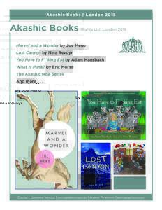 Akashic Books | LondonAkashic Books Rights List, London 2015