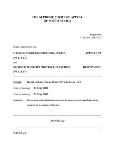 THE SUPREME COURT OF APPEAL OF SOUTH AFRICA Reportable Case No: [removed]