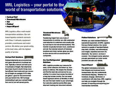 MRL Logistics – your portal to the world of transportation solutions • • • •
