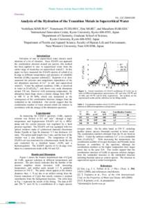 Photon Factory Activity Report 2004 #22 Part BChemistry 9A, 12C/2004G100  Analysis of the Hydration of the Transition Metals in Supercritical Water