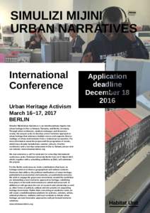 SIMULIZI MIJINI URBAN NARRATIVES International Conference Urban Heritage Activism