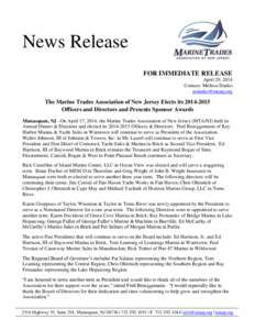 News Release FOR IMMEDIATE RELEASE April 29, 2014 Contact: Melissa Danko [removed]