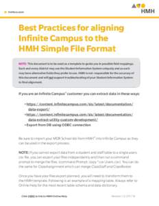 hmhco.com  Best Practices for aligning Infinite Campus to the HMH Simple File Format NOTE: This document is to be used as a template to guide you in possible field mappings. 