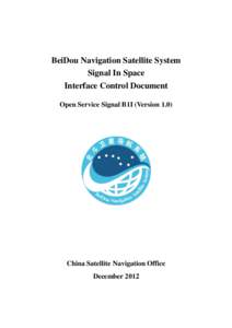 BeiDou Navigation Satellite System Signal In Space Interface Control Document Open Service Signal B1I (Version[removed]China Satellite Navigation Office