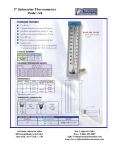 5” Submarine Thermometers Model 141 All Island Industrial Sales 681 Grand Boulevard, Unit 3 Deer Park, New York, 11729