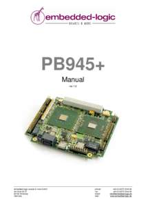 PB945+ Manual rev 1.0 embedded-logic boards & more GmbH Am Kroit 25-27
