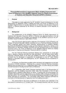 MC-45/IC/WP/4 Proposed Memorandum of Agreement (MoA), Enabling Instrument and Terms of Reference of the SEAMEO Regional Centre for Quality Improvement