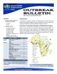 Disease Surveillance and Response  Outbreak Bulletin Vol. 3 Issue 9, 22 November 2013