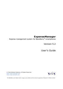 ExpenseManager v5.2 User Guide for BlackBerry