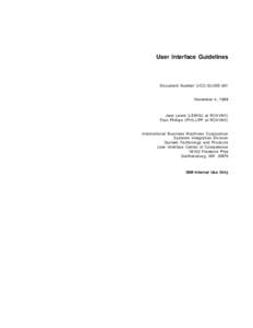 User Interface Guidelines  Document Number UICC-GUIDE-001 November 4, 1988