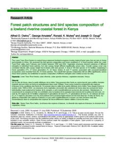 FOREST STRUCTURE ON BIRD SPECIES COMPOSITION IN LOWLAND RIVERINE TROPICAL FORESTS OF KENYA
