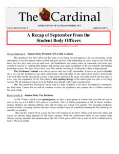 The Cardinal A PUBLICATION OF LA SALLE ACADEMY, NYC Volume 2013, Number 8 September 2013