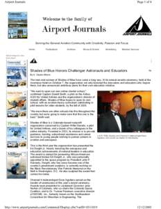 Airport Journals  Page 1 of 4 Serving the General Aviation Community with Creativity, Passion and Focus Home