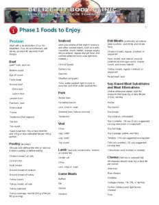 www.southbeachdiet.com 1 Phase 1 Foods to Enjoy Protein Start with a small portion (2 oz. for