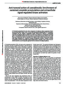 © 2000 Nature America Inc. • http://medicine.nature.com  ARTICLES Anti-tumoral action of cannabinoids: Involvement of sustained ceramide accumulation and extracellular