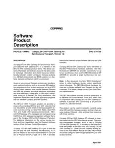 Software Product Description PRODUCT NAME:  Compaq DECnet™ SNA Gateway for