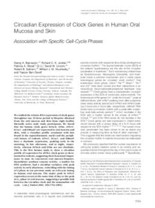American Journal of Pathology, Vol. 158, No. 5, May 2001 Copyright © American Society for Investigative Pathology Circadian Expression of Clock Genes in Human Oral Mucosa and Skin Association with Specific Cell-Cycle Ph