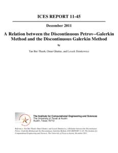 ICES REPORTDecember 2011 A Relation between the Discontinuous Petrov--Galerkin Method and the Discontinuous Galerkin Method by