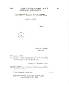 INTERNATIONAL BUSINESS COMPANIES (AMENDMENT) ACT 19  VERNON L. SHAW