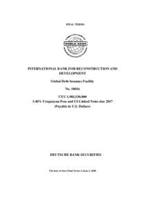 FINAL TERMS  INTERNATIONAL BANK FOR RECONSTRUCTION AND DEVELOPMENT Global Debt Issuance Facility No