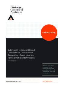 Submission to the Joint Select Committee on Constitutional Recognition of Aboriginal and Torres Strait Islander Peoples JANUARY 2015