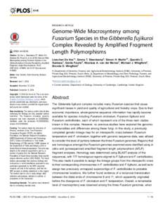 RESEARCH ARTICLE  OPEN ACCESS Citation: De Vos L, Steenkamp ET, Martin SH, Santana QC, Fourie G, et alGenome-Wide Macrosynteny among Fusarium Species in the