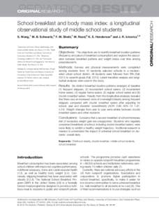 School breakfast and body mass index: a longitudinal observational study of middle school students