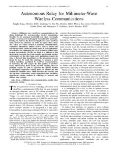 IEEE JOURNAL ON SELECTED AREAS IN COMMUNICATIONS, VOL. 35, NO. 9, SEPTEMBERAutonomous Relay for Millimeter-Wave Wireless Communications
