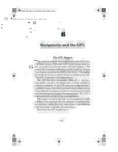 Rosen_ch06 Page 103 Wednesday, June 23, 2004 9:59 AM  6 Reciprocity and the GPL  The GPL Bargain