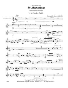 for Pamela Titus  In Memoriam for French horn and piano  I. In Flanders Fields
