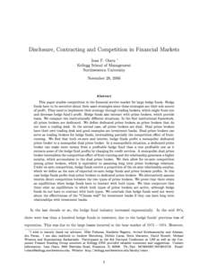 Disclosure, Contracting and Competition in Financial Markets Ioan F. Olaru ∗  Kellogg School of Management
