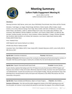Meeting Summary Suffern Public Engagement Meeting #1 July 22, 2014, 6 to 8 PM Suffern Community Center, Suffern NY  Attendance: