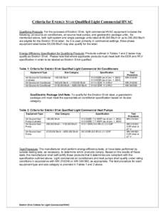 ENERGY STAR LC HVAC Final Specification Summary Sheet