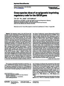 Imprinted Genes/Domains Cytogenet Genome Res 113:202–[removed]DOI: [removed] Cross-species clues of an epigenetic imprinting regulatory code for the IGF2R gene
