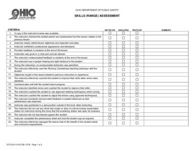 OHIO DEPARTMENT OF PUBLIC SAFETY  SKILLS (RANGE) ASSESSMENT CRITERIA 1.