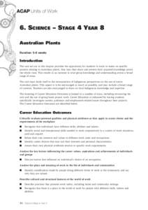ACAP Units of Work  6. SCIENCE – STAGE 4 YEAR 8 Australian Plants Duration: 5–6 weeks