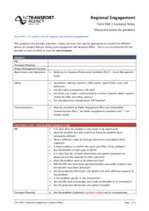 Regional Engagement Form PAA 1 Guidance Notes Discussion points for guidance Form PAA 1 is used to record regional and national engagement. This guidance note provides questions / topics are areas that may be appropriate