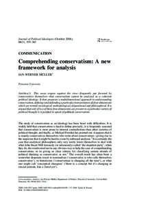 Journal of Political Ideologies (October 2006), 11(3), 359–365 COMMUNICATION  Comprehending conservatism: A new