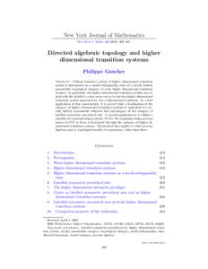 New York Journal of Mathematics New York J. Math–461. Directed algebraic topology and higher dimensional transition systems Philippe Gaucher