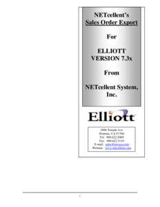 NETcellent’s Sales Order Export For ELLIOTT VERSION 7.3x From