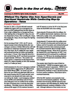 Death in the line of duty...  A summary of a NIOSH fire fighter fatality investigation